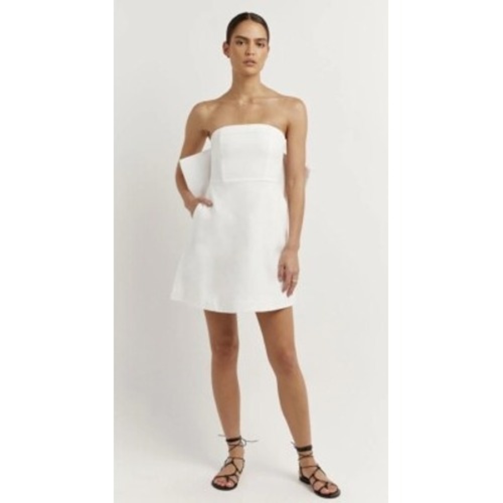 DISSH Aisle Linen Back Bow Mini Strapless Dress (MSRP: $199) Sz 4
